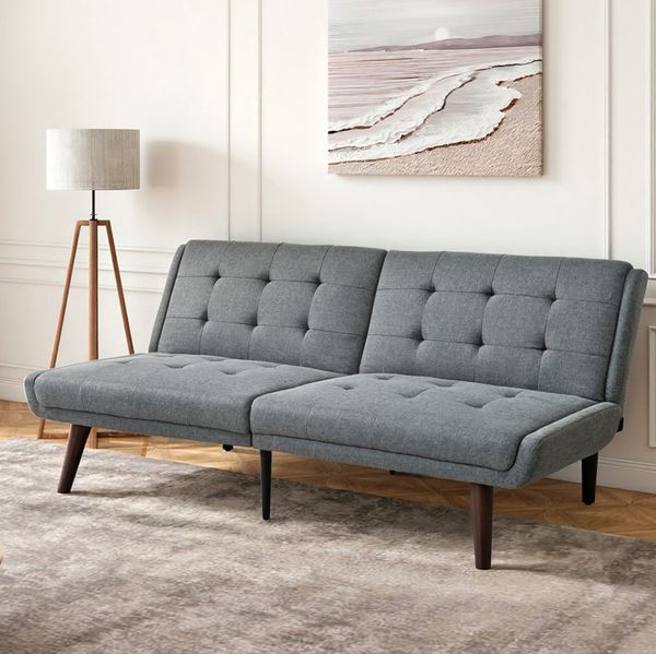 Schlafsofa mit Stoffbezug, 3-in-1 & 5-fach verstellbar, 157 x 51 x 70 cm, Grau