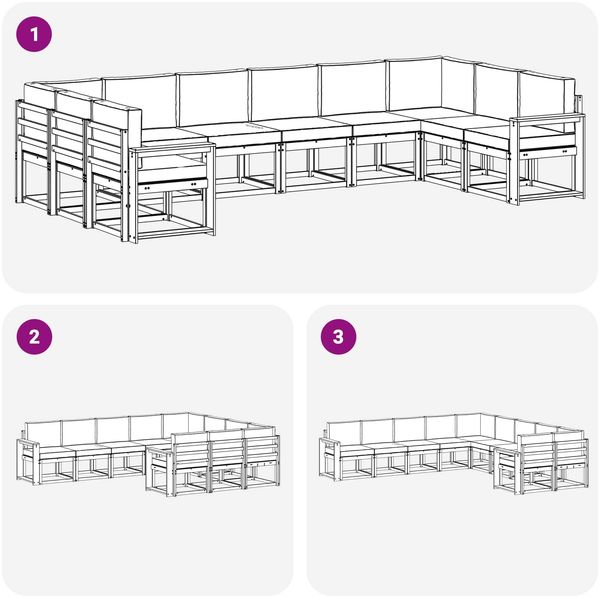 vidaXL Outdoor-Sofagarnitur mit Kissen 10 pcs Weiß und Anthrazit 3388296 Bild 7