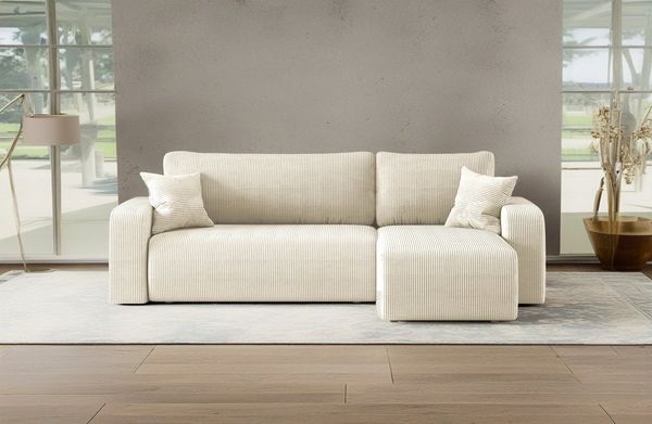 Kaiser Möbel Ecksofa mit schlaffunktion und bettkasten, MILANO L stoff Poso und Quelle, Bettkasten, Schlaffunktion, praktisch, funktionell