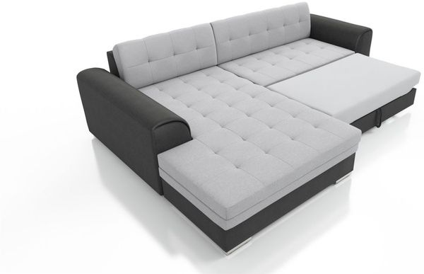 Couchgarnitur SARRA Creme-Dunkelbeige mit Schlaffunktion Ottomane Links Bild 2
