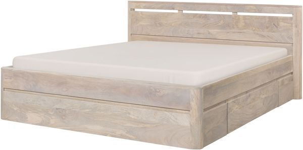 Bett mit Schubladen Mango 180x200x90 weiß lackiert TORONTO #354