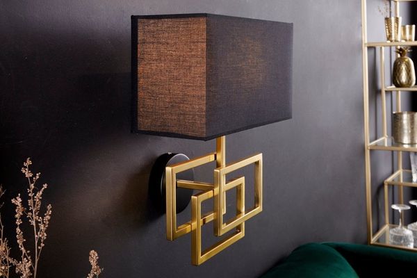 riess-ambiente Wandleuchte ATLANTIS 44cm schwarz / gold, ohne Leuchtmittel, Wohnzimmer · Stoff · Metall · innen · Modern Design