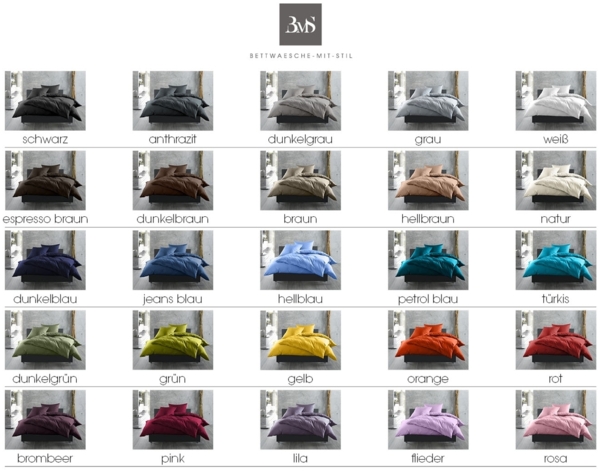 Bettwaesche-mit-Stil Mako-Satin / Baumwollsatin Bettwäsche uni / einfarbig petrol blau Kissenbezug 40x60 cm Bild 2