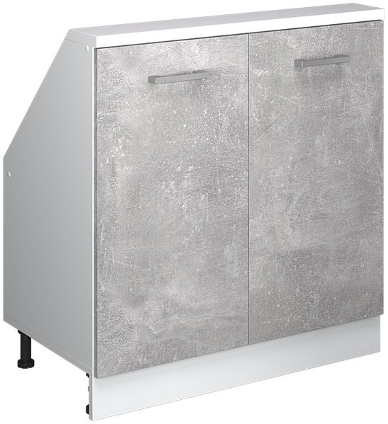 Küchenschrank für Dachschrägen R-Line Beton 80 cm mit 2 Türen Vicco