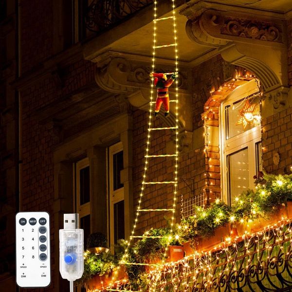 ABC Weihnachts-Lichterleiter mit Weihnachtsmann, LED-Hängeleuchte, warmweiß, 1,7 m