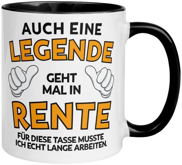 Momentals Tasse Rentner – „Auch eine Legende geht mal in Rente“ – Geschenk Rente Mann, Gratis Versand · Links-&Rechtshänder · Spülmaschinenfest