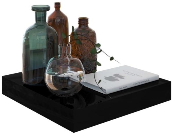 vidaXL Schweberegal Hochglanz-Schwarz 23x23,5x3,8 cm MDF 323760 Bild 3