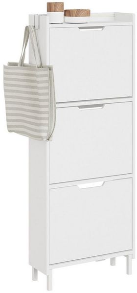SoBuy Schuhkipper FSR151-H-E, Schuhschrank schmal, Schuhregal Schuhkipper Flurschrank, Schuhschrank hängend, mit Sensorlicht, 3 Klappen, Schuhaufbewahrung