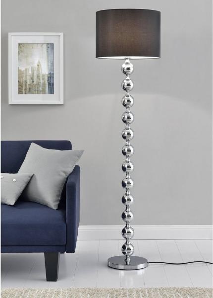 Lux.pro 'Spheric Black' Stehleuchte, Schwarz / Chrom, Ø48x155 cm