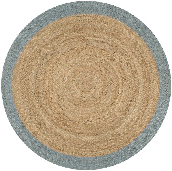 vidaXL Teppich Handgefertigt Jute mit Olivgrünem Rand 120 cm 133681