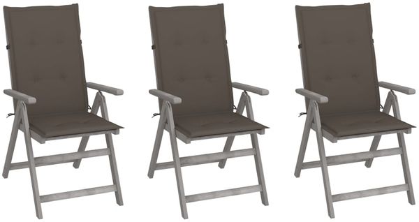 vidaXL Verstellbare Gartenstühle 3 Stk. mit Auflagen Massivholz Akazie 3064736