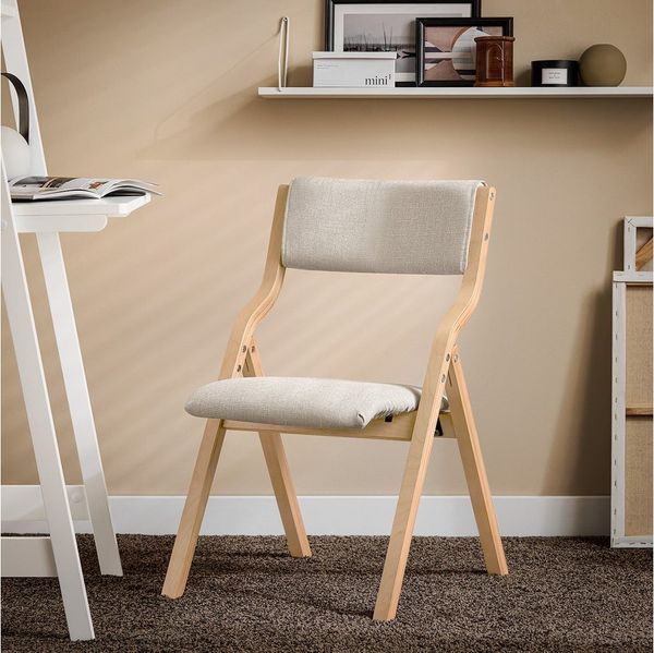 SoBuy Klappstuhl FST40, Küchenstuhl, Esszimmerstuhl, Holzstuhl, Faltbar, Küche, Büro, Küchenstuhl mit gepolsterter Sitzfläche und Lehne