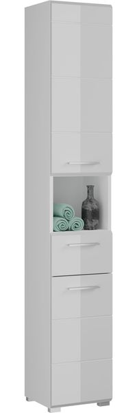 Hochschrank Lina - Weiß / Weiß Hochglanz