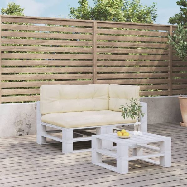 vidaXL Palettenkissen 3-tlg. Creme Stoff 3217125