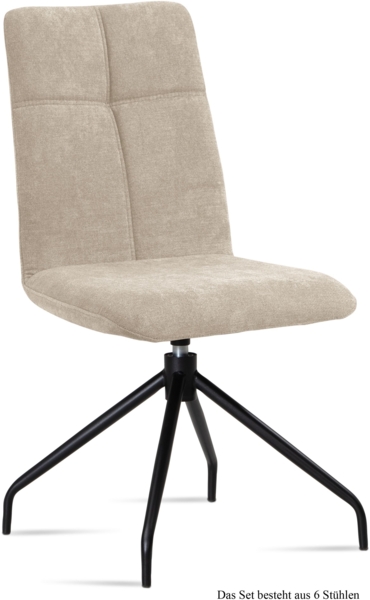 Esszimmerstuhl drehbar (6er-Set) Dniren 47 x 92 x 60 Schwarz/Natur