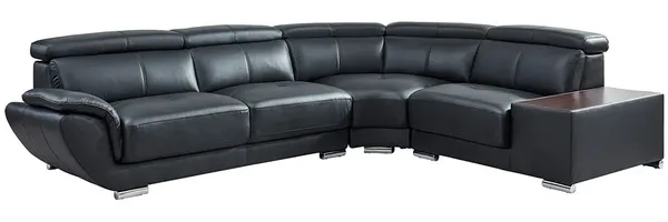 Vente-unique - Ecksofa Leder - Ecke Rechts - Weiß - NAHIA
