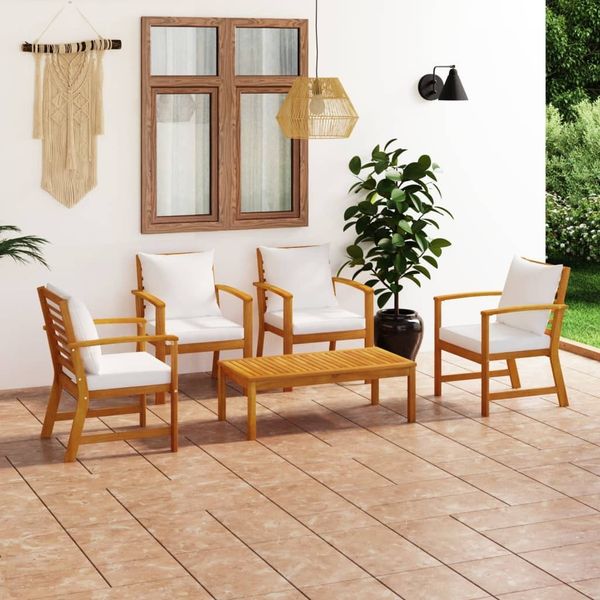 vidaXL 5-tlg. Garten-Lounge-Set mit Auflagen Massivholz Akazie 3057790