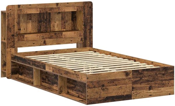 vidaXL Bettgestell mit Stauraum Altholz 120 x 200 cm Holzwerkstoff 3433474 Bild 3