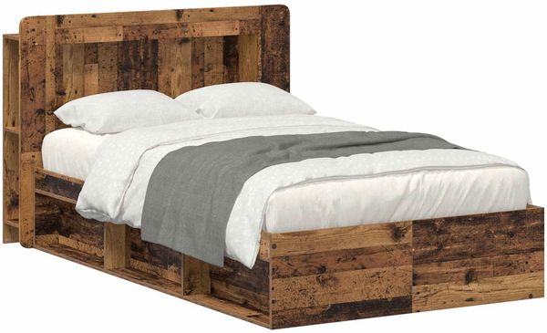 vidaXL Bettgestell mit Stauraum Altholz 120 x 200 cm Holzwerkstoff 3433474 Bild 2