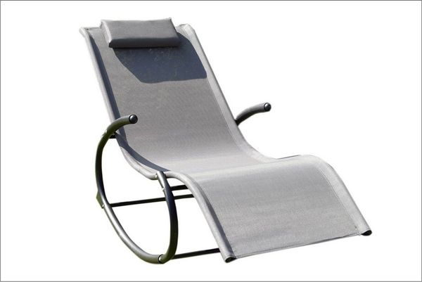 Sonnenliege Gartenliege Ergonomisch Schaukelliege Relaxliege Liegestuhl grau