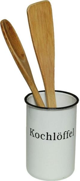 Nostalgischer Kochlöffelhalter "Kochlöffel" 51212 Weiß 11,5 cm emailliert Landhaus Emaille Becher Metallbecher