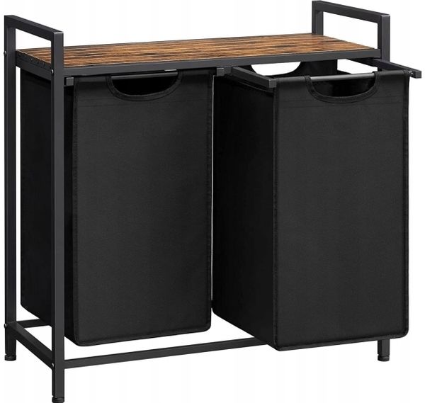 Vasagle Wäschekorb Wäschekorb 2 leicht herausziehbare und abnehmbare Wäschesäcke aus Oxford-Gewebe Metallrahmen 2 X 46 L 73 X 33