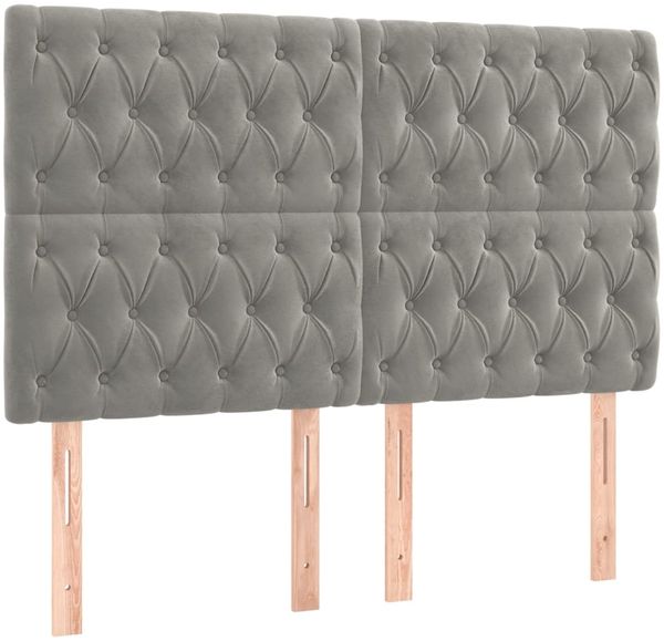 vidaXL Boxspringbett mit Matratze Hellgrau 140x190 cm Samt 3132855 Bild 6