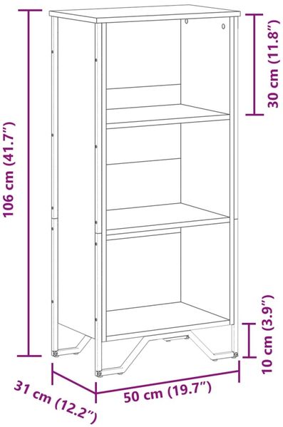 vidaXL Bücherregal Grau Sonoma 50x31x106 cm Holzwerkstoff 848607 Bild 9