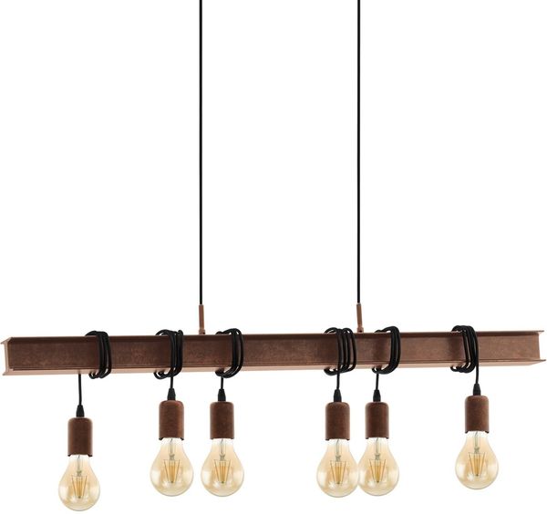Eglo Townshend 4 Pendelleuchte, 220-240V, E27, antik-braun (49859)