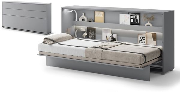 Compleo Schrankbett Horizontal Wandklappbett Lenart Bed Concept Schrankklappbett (mit LED)