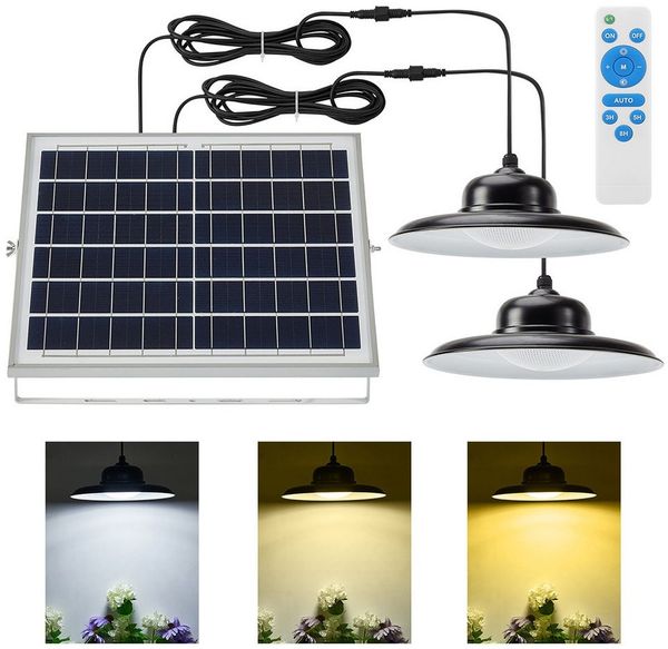 Sunicol LED Solarleuchte Solar Hängelampe, mit Fernbedienung, IP65 Wasserdichte, Dimmbar, Zeitschaltuhr, 3000K/4500K/5000K, für Garten Terrasse Balkon Pavillon