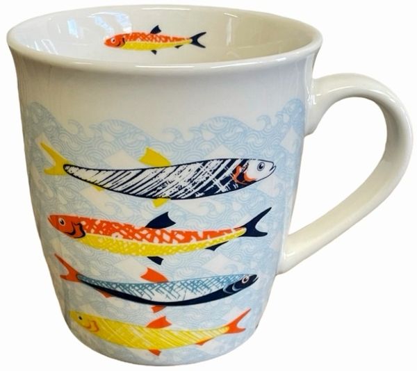 Kaffeetasse 'Onda' Maritim mit Fischen aus Porzellan