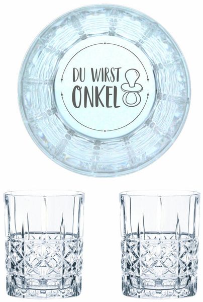 Nachtmann Whiskyglas Gravur Du Wirst Onkel, Whiskeygläser Set, Gravur, Geschenk, Kristallglas, 345 ml, 2er Set