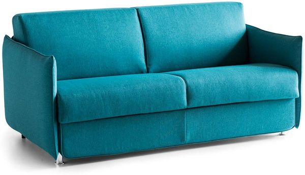 Dmora 3-Sitzer festes Sofa Severo, Lineares Sofa für Wohnzimmer, gepolstert, abnehmbarer Bezug, 100 % Made in Italy-Qualität, 200x95 h90 cm, Hellblau