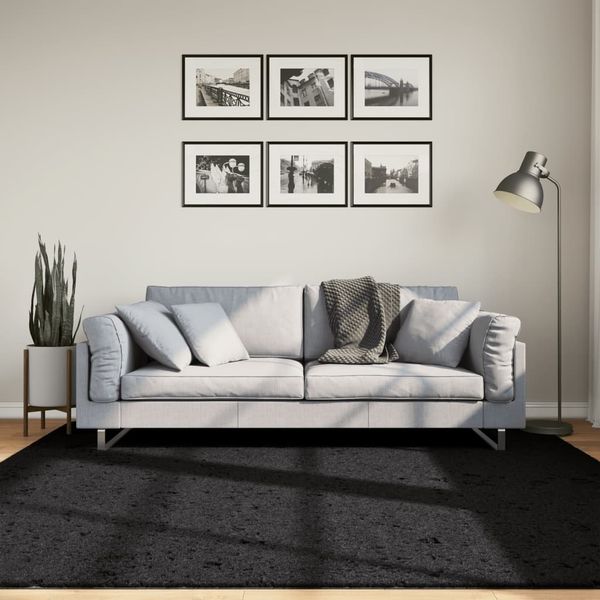 vidaXL Teppich OVIEDO Kurzflor Schwarz 200x200 cm 375560