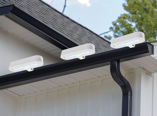 näve LED Solarleuchte Garden Light, LED fest integriert, Neutralweiß, 3er Set Dachrinnenleuchte weiß inkl. Halterung, Schiebeschalter, IP44