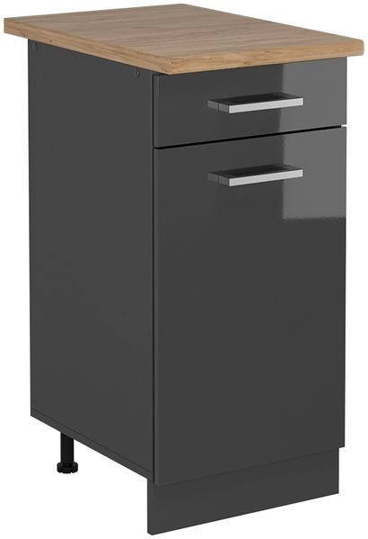 Küchenunterschrank R-Line Anthrazit Hochglanz 40 cm , AP Eiche Vicco