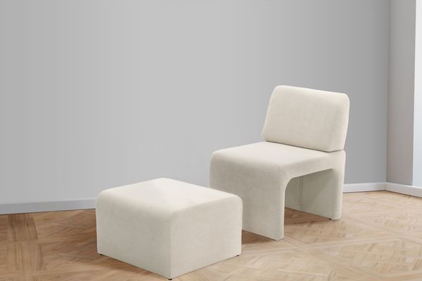 DOMO. collection Sessel 700017, Polstersessel mit Einschubhocker, rechteckig, gepolsterte Rückenlehne, Hocker im Sessel verstaubar, platzsparend, Polsterganitur, 54 x 70 x 82 (BxTxH), schwarz