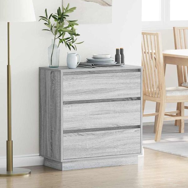 vidaXL Nachttisch mit Schubladen Grau 71 x 34,5 x 75 cm Holzwerkstoff 869639