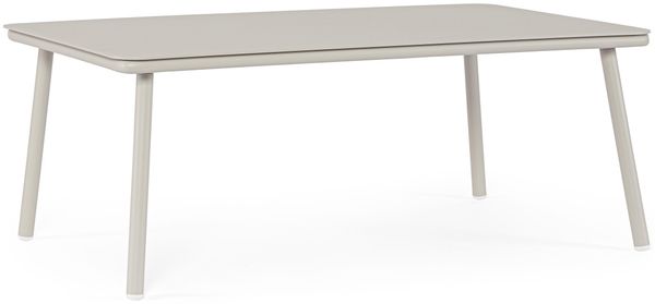 Couchtisch Kispa aus Aluminium, modern und rechteckig, Farbe Agate Beige, pflegeleichte Oberfläche