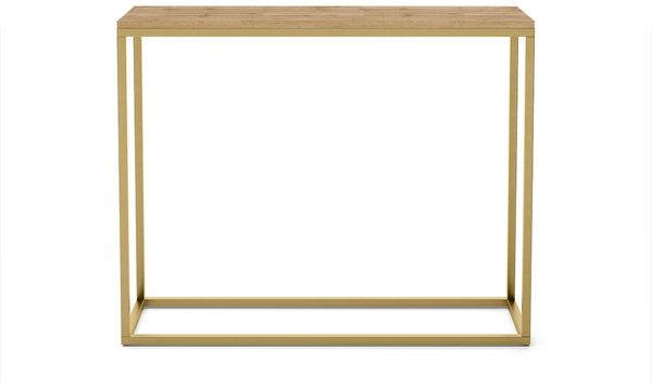 Bettso 'Well' Konsole mit Gold Gestell, Holzwerkstoff Wotan Eiche, 80 x 25 x 100 cm