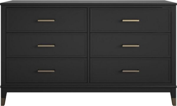 loft24 Kommode Westerleigh, Schubladenkommode, 6 Schubladen, Griffe in goldfarben, Breite 145 cm