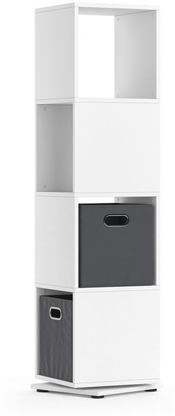 Drehregal Weiß 35.2 x 144.2 cm mit 2 Faltboxen Vicco