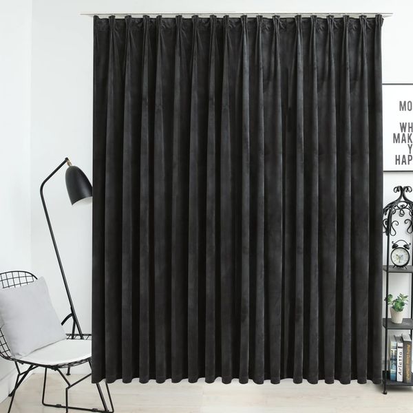 vidaXL Verdunkelungsvorhang mit Haken Samt Anthrazit 290 x 245 cm 134503