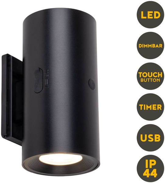 Light & More LED Akku-/Außenwandleuchte Bulk schwarz