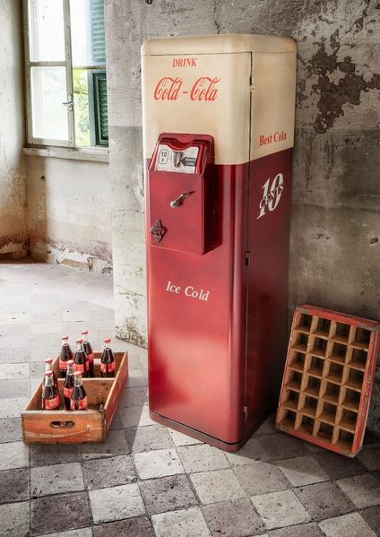 More2Home Barschrank Retro COLD-COLA-S, Metall vintage rot/weiss, BH: ca. 51 x 149 cm