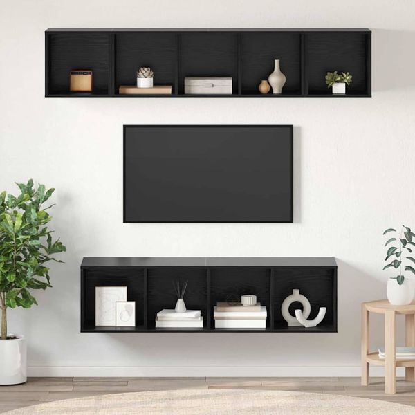 vidaXL TV-Schrankset 4 pcs Schwarz Eichen-Optik Holzwerkstoff 3393421