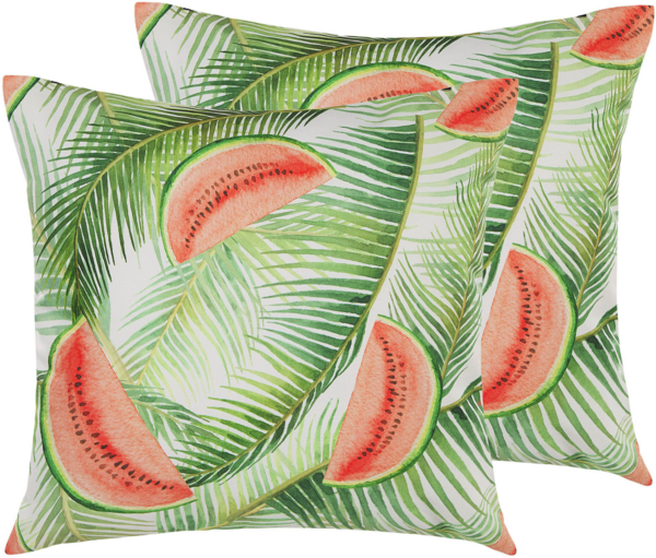 Gartenkissen 2er Set Pflanzenmuster LOVOLETO 45 x 45 cm Hellgrün