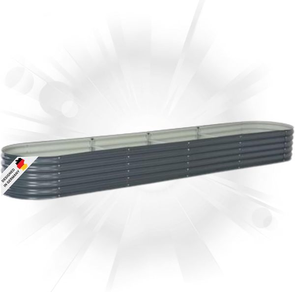 rundes Hochbeet für Garten BLUMO Verzinkter Stahl Hochbeet Metall Gartenbeet rund Kräuterbeet Blumenbeet Frühbeet für Garten Gemüsebeet, 400x80x44cm, Grau