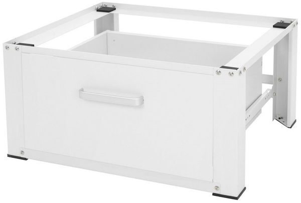 ML-DESIGN Waschmaschinenuntergestell Waschmaschinenzubehör Untergestell Unterbausockel Podest für Trockner, Waschmaschinen Unterbauschublade 63x54x31,5cm Stahl Weiß
